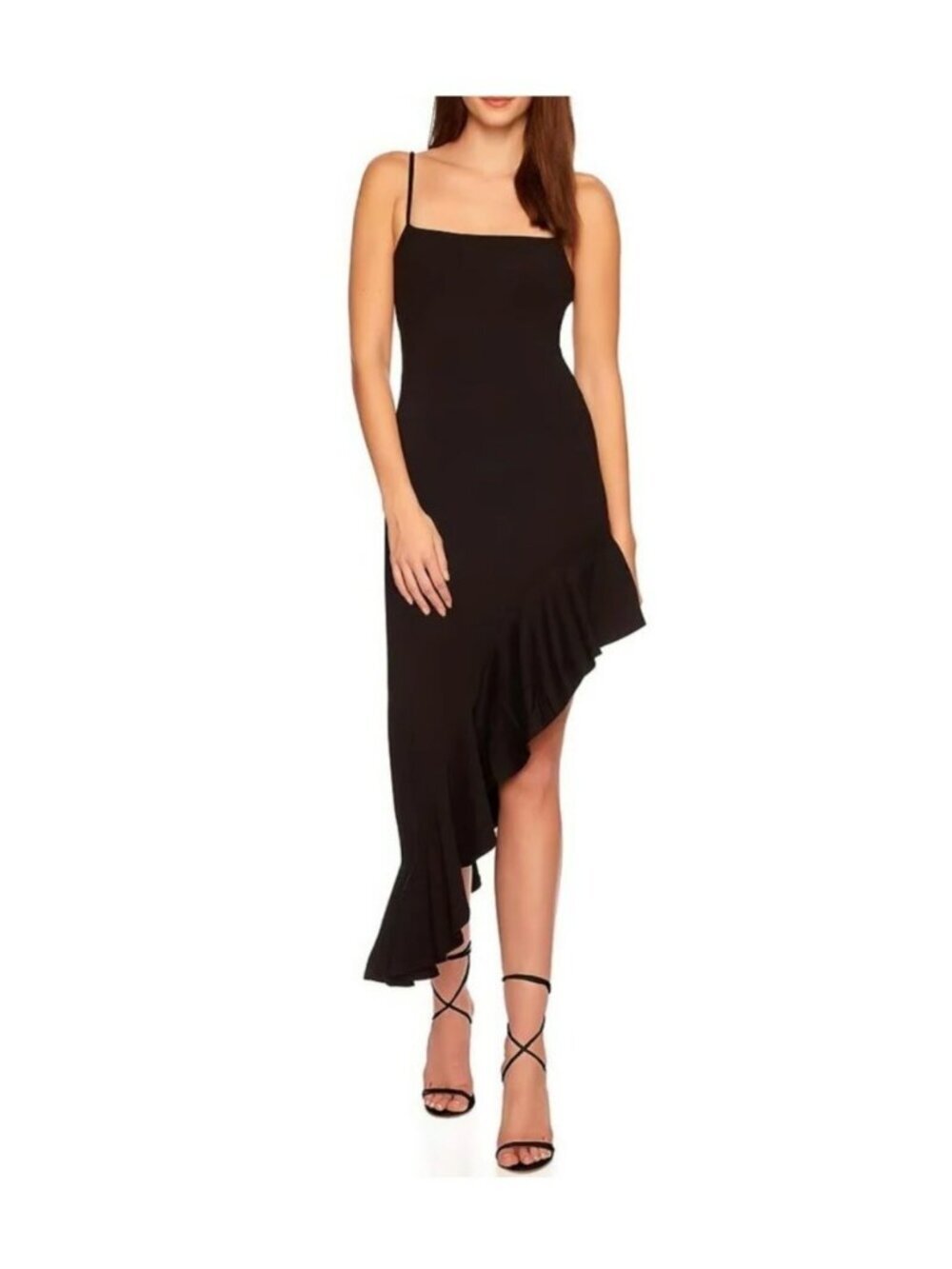 Susana Monaco Black Asymmetrical Ruffle Side Cocktail Party Dress Sz XS NWT
